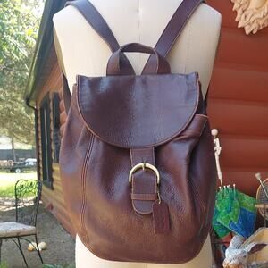 Coach Dark Brown Leather backpack Bag with brass accents 4134